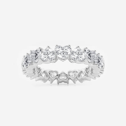 Harper 3 5/8 ctw Alternating Heart Lab Grown Diamond Eternity Band - 4.3mm Width    14K White Gold, DE, VS1