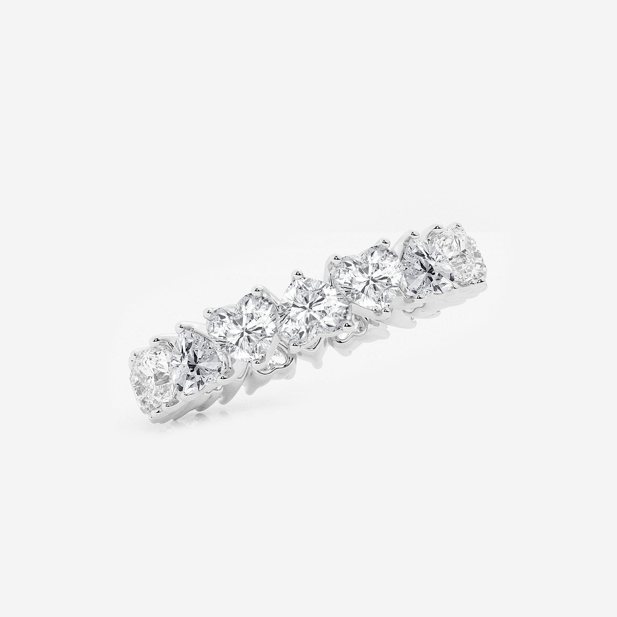 Harper 3 5/8 ctw Alternating Heart Lab Grown Diamond Eternity Band - 4.3mm Width    14K White Gold, DE, VS1