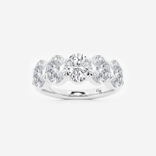 Kenna 3 ctw Oval Lab Grown Diamond Five-Stone Anniversary Band    14K White Gold, DE, VS1