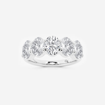 Kenna 3 ctw Oval Lab Grown Diamond Five-Stone Anniversary Band    14K White Gold, DE, VS1