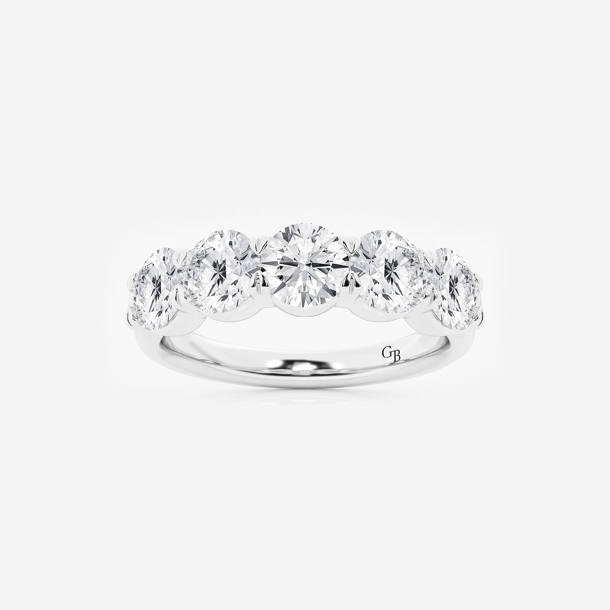 Melissa 2 ctw Round Lab Grown Diamond Five-Stone Anniversary Band    14K White Gold, DE, VS1