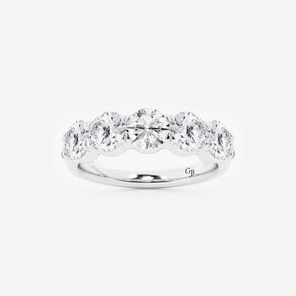 Melissa 2 ctw Round Lab Grown Diamond Five-Stone Anniversary Band    14K White Gold, DE, VS1