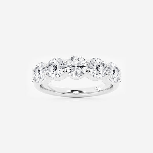 Melissa 2 ctw Round Lab Grown Diamond Five-Stone Anniversary Band    14K White Gold, DE, VS1