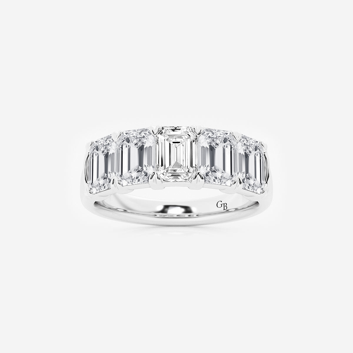 Holly 3 ctw Emerald Lab Grown Diamond Five-Stone Anniversary Band    14K White Gold, DE, VS1