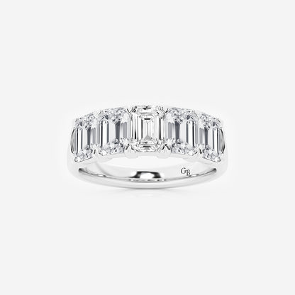 Holly 3 ctw Emerald Lab Grown Diamond Five-Stone Anniversary Band    14K White Gold, DE, VS1