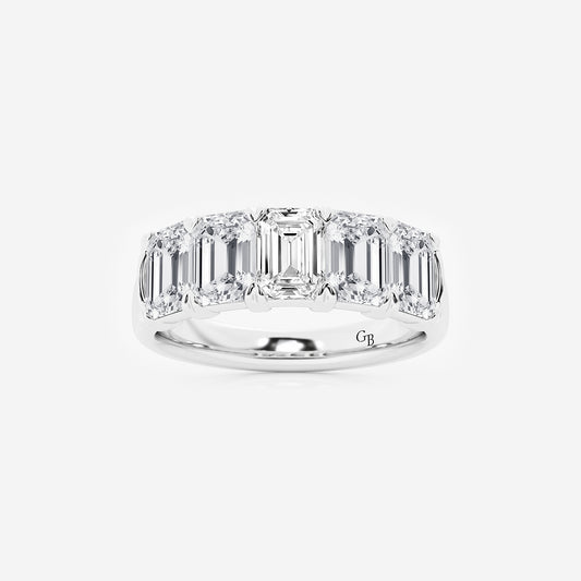 Holly 3 ctw Emerald Lab Grown Diamond Five-Stone Anniversary Band    14K White Gold, DE, VS1