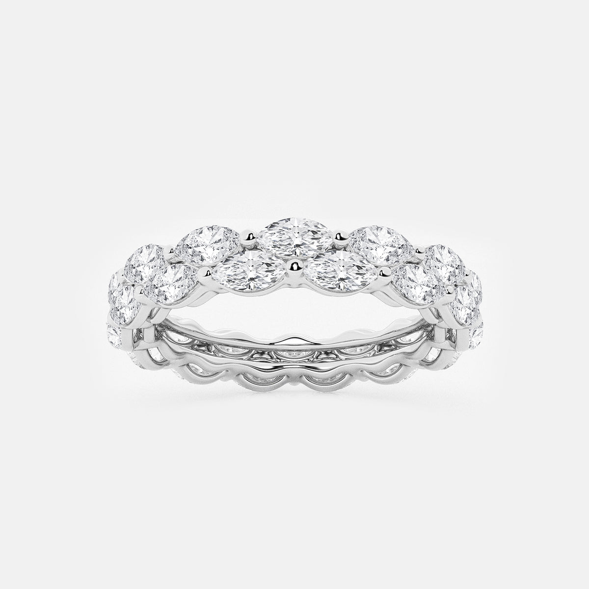 Dina 2 ctw Double-row Marquise Lab Grown Diamond Eternity Band - 4.5mm Width    14K White Gold, DE, VS1