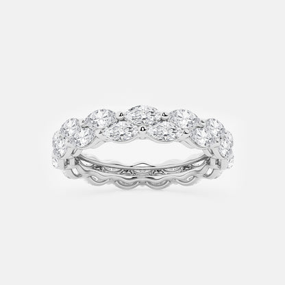 Dina 2 ctw Double-row Marquise Lab Grown Diamond Eternity Band - 4.5mm Width    14K White Gold, DE, VS1