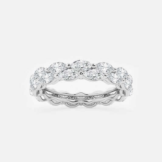 Dina 2 ctw Double-row Marquise Lab Grown Diamond Eternity Band - 4.5mm Width    14K White Gold, DE, VS1