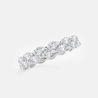Dina 2 ctw Double-row Marquise Lab Grown Diamond Eternity Band - 4.5mm Width    14K White Gold, DE, VS1