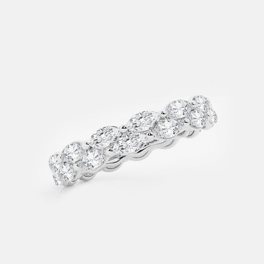 Dina 2 ctw Double-row Marquise Lab Grown Diamond Eternity Band - 4.5mm Width    14K White Gold, DE, VS1