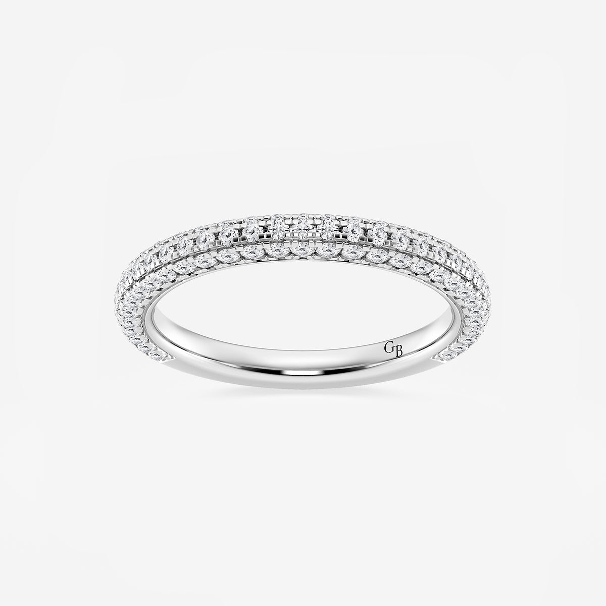 Addie 5/8 ctw Round Lab Grown Diamond Rollover Pave Wedding Band    14K White Gold, DE, VS1