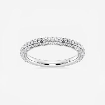 Addie 5/8 ctw Round Lab Grown Diamond Rollover Pave Wedding Band    14K White Gold, DE, VS1