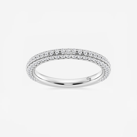 Addie 5/8 ctw Round Lab Grown Diamond Rollover Pave Wedding Band    14K White Gold, DE, VS1