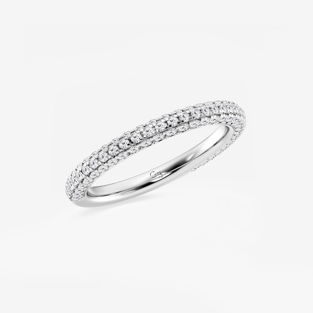 Addie 5/8 ctw Round Lab Grown Diamond Rollover Pave Wedding Band    14K White Gold, DE, VS1