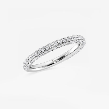 Addie 5/8 ctw Round Lab Grown Diamond Rollover Pave Wedding Band    14K White Gold, DE, VS1