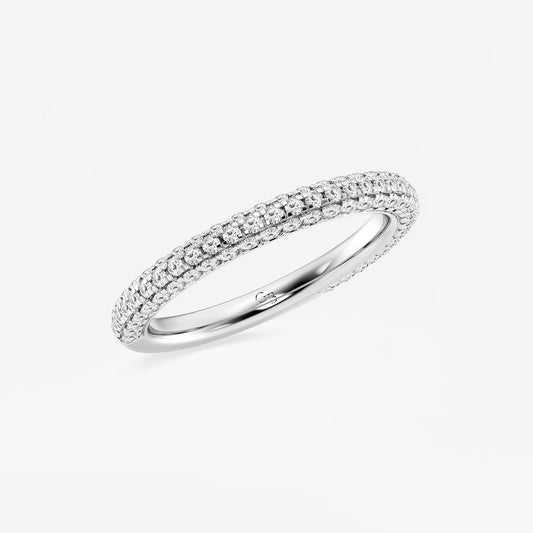 Addie 5/8 ctw Round Lab Grown Diamond Rollover Pave Wedding Band    14K White Gold, DE, VS1