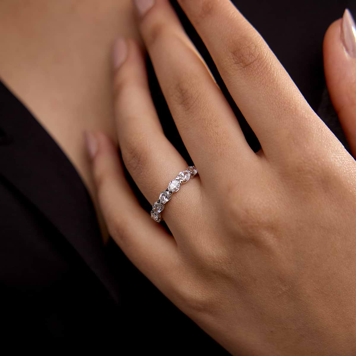 Caroline 4 ctw East-West Oval Lab Grown Diamond Eternity Band - 3.9mm Width    Platinum, DE, VS1