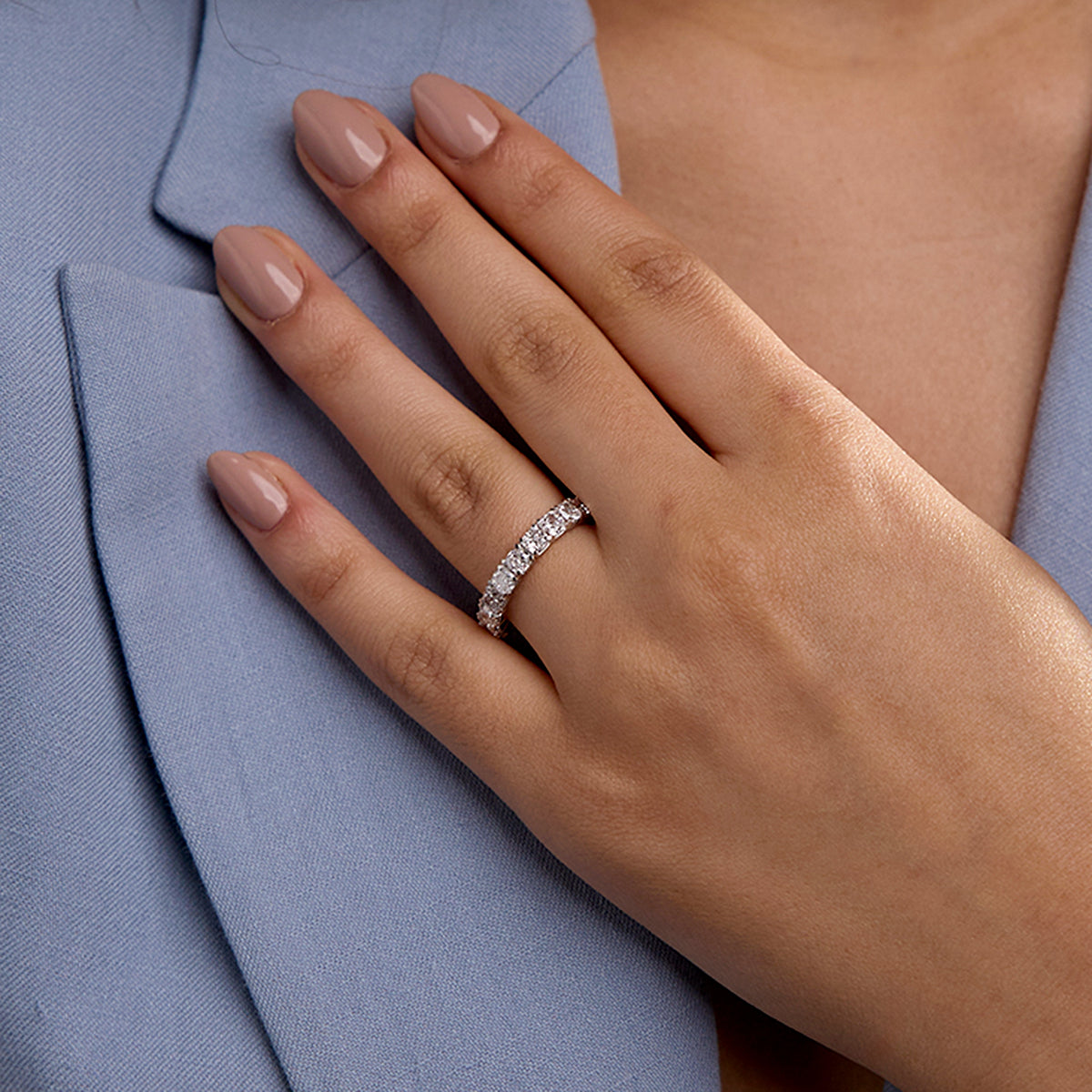 Aspen 5 ctw Cushion Lab Grown Diamond Eternity Band - 3.8mm Width    Platinum, DE, VS1