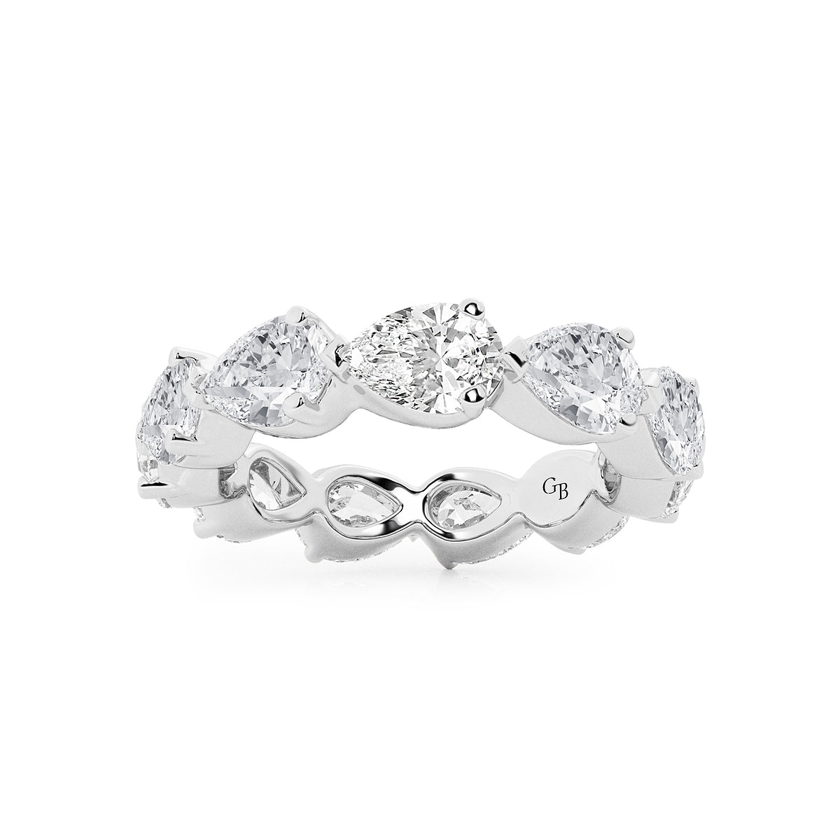 Cadence 4 ctw Floating Pear Lab Grown Diamond Eternity Band - 3.84mm Width    Platinum, DE, VS1