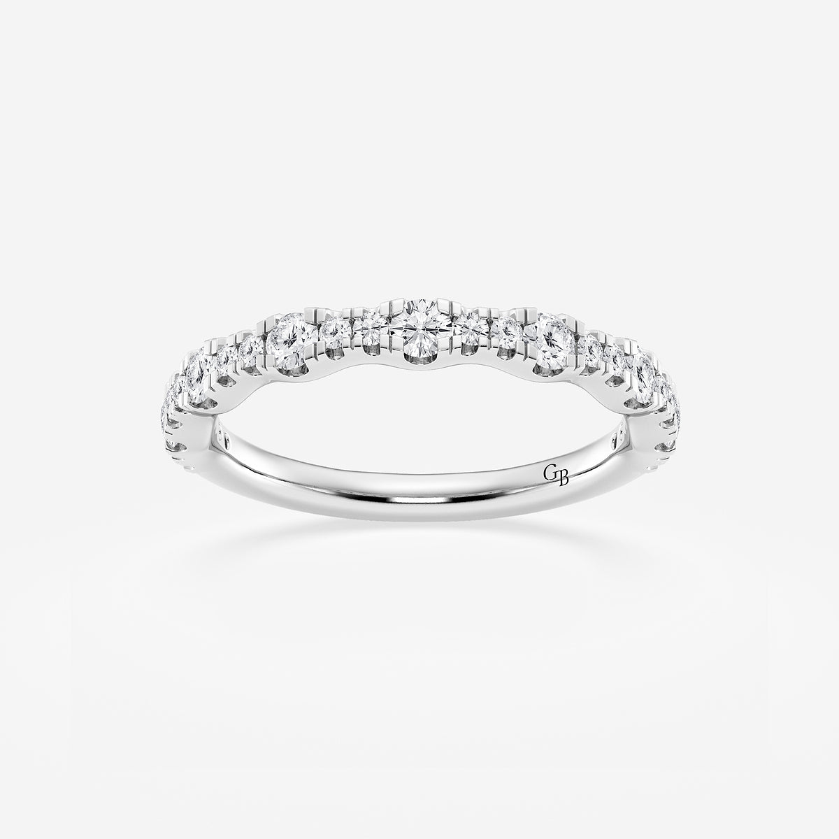 Eleanor 3/4 ctw Round Lab Grown Diamond Prong Set Wedding Band    14K White Gold, DE, VS1