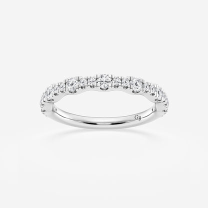 Eleanor 3/4 ctw Round Lab Grown Diamond Prong Set Wedding Band    14K White Gold, DE, VS1
