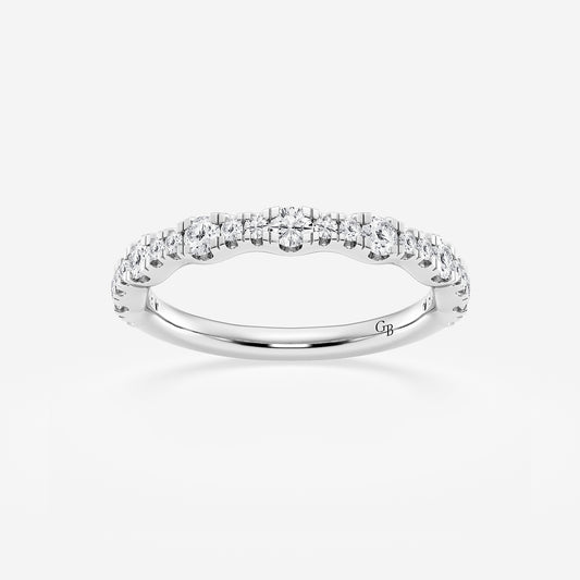 Eleanor 3/4 ctw Round Lab Grown Diamond Prong Set Wedding Band    14K White Gold, DE, VS1