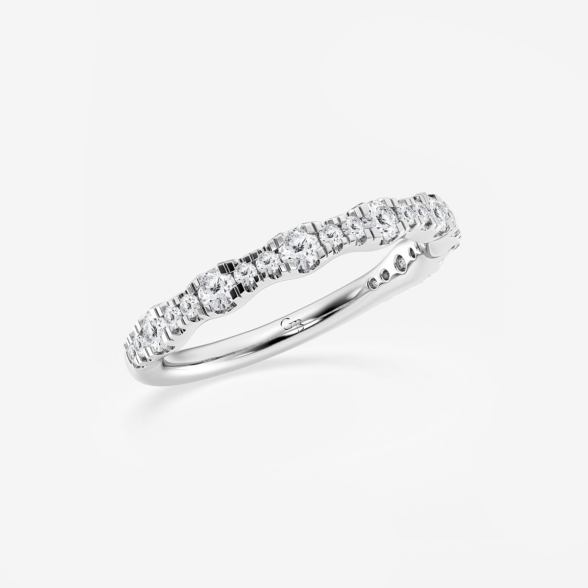 Eleanor 3/4 ctw Round Lab Grown Diamond Prong Set Wedding Band    14K White Gold, DE, VS1
