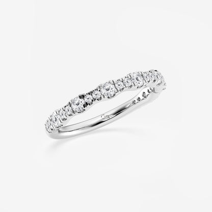 Eleanor 3/4 ctw Round Lab Grown Diamond Prong Set Wedding Band    14K White Gold, DE, VS1
