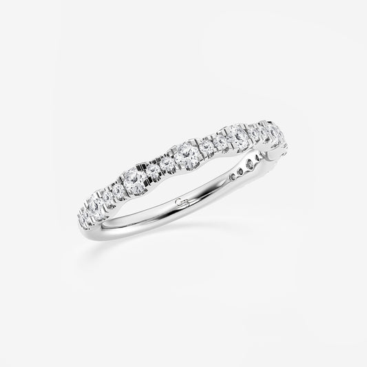 Eleanor 3/4 ctw Round Lab Grown Diamond Prong Set Wedding Band    14K White Gold, DE, VS1