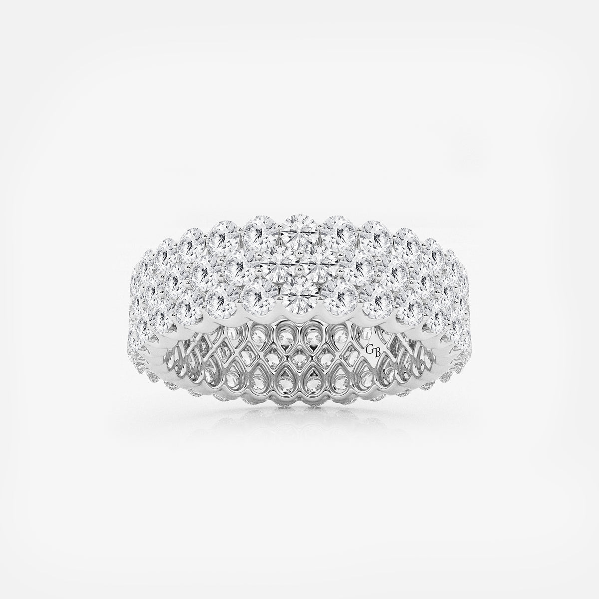 Bailey 3 ctw Multi Row Round Lab Grown Diamond Eternity Band - 6mm Width    14K White Gold, DE, VS1