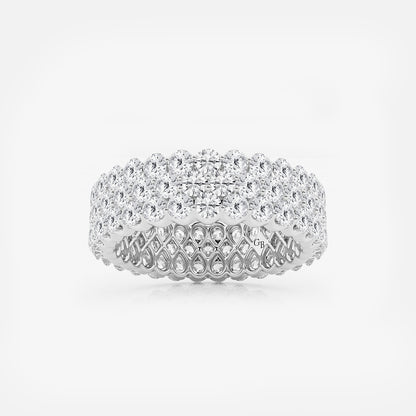 Bailey 3 ctw Multi Row Round Lab Grown Diamond Eternity Band - 6mm Width    14K White Gold, DE, VS1