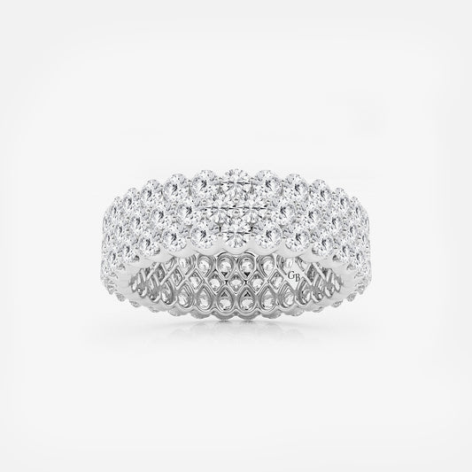 Bailey 3 ctw Multi Row Round Lab Grown Diamond Eternity Band - 6mm Width    14K White Gold, DE, VS1