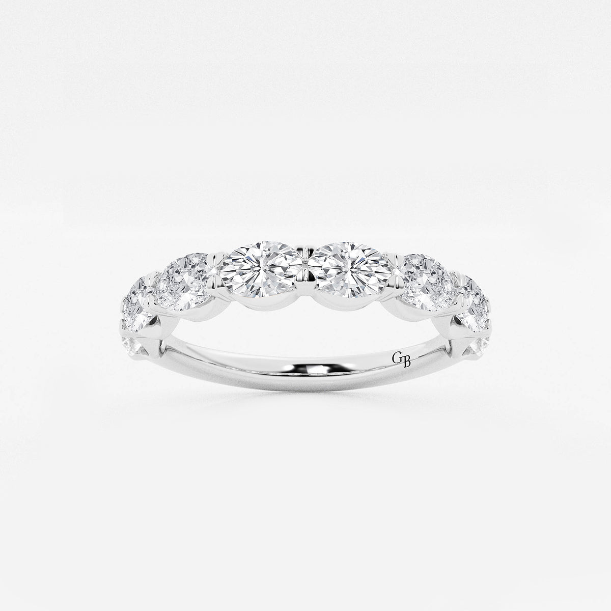 Diana 1 1/2 ctw Oval Lab Grown Diamond East-West Anniversary Band    14K White Gold, DE, VS1