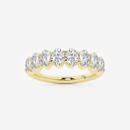 Nadia 1 1/2 ctw Oval Lab Grown Diamond Anniversary Band    14K Yellow Gold, DE, VS1