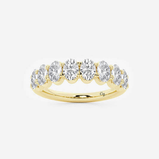 Nadia 1 1/2 ctw Oval Lab Grown Diamond Anniversary Band    14K Yellow Gold, DE, VS1