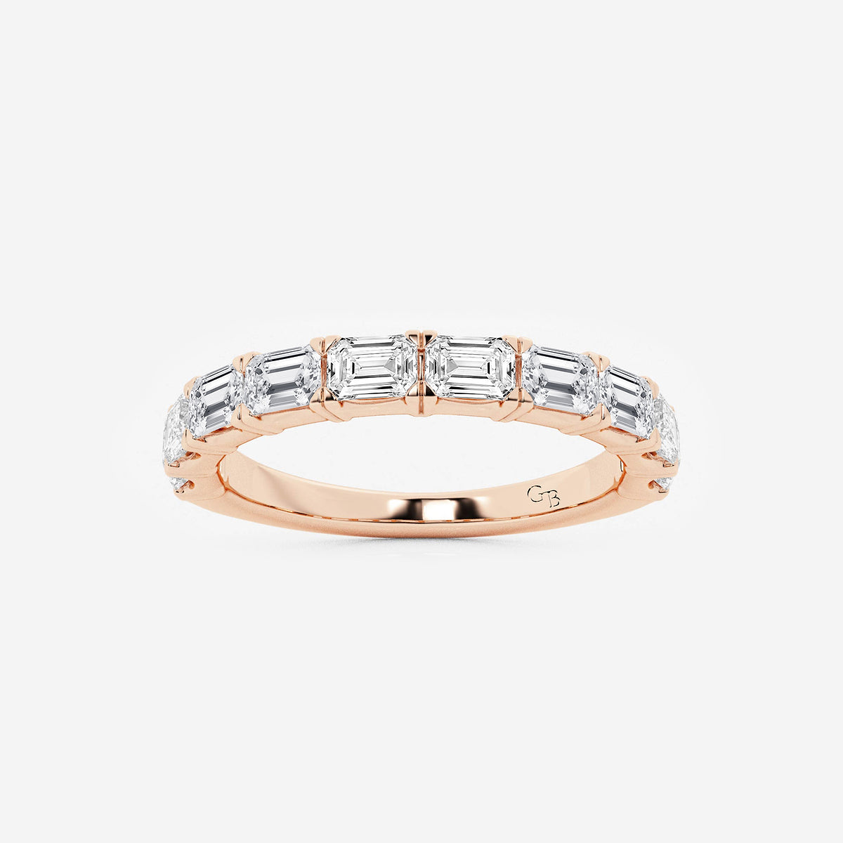 Marina 1 1/2 ctw Emerald Lab Grown Diamond East-West Wedding Band    14K Rose Gold, DE, VS1