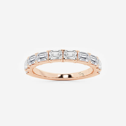 Marina 1 1/2 ctw Emerald Lab Grown Diamond East-West Wedding Band    14K Rose Gold, DE, VS1