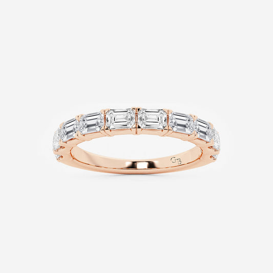 Marina 1 1/2 ctw Emerald Lab Grown Diamond East-West Wedding Band    14K Rose Gold, DE, VS1