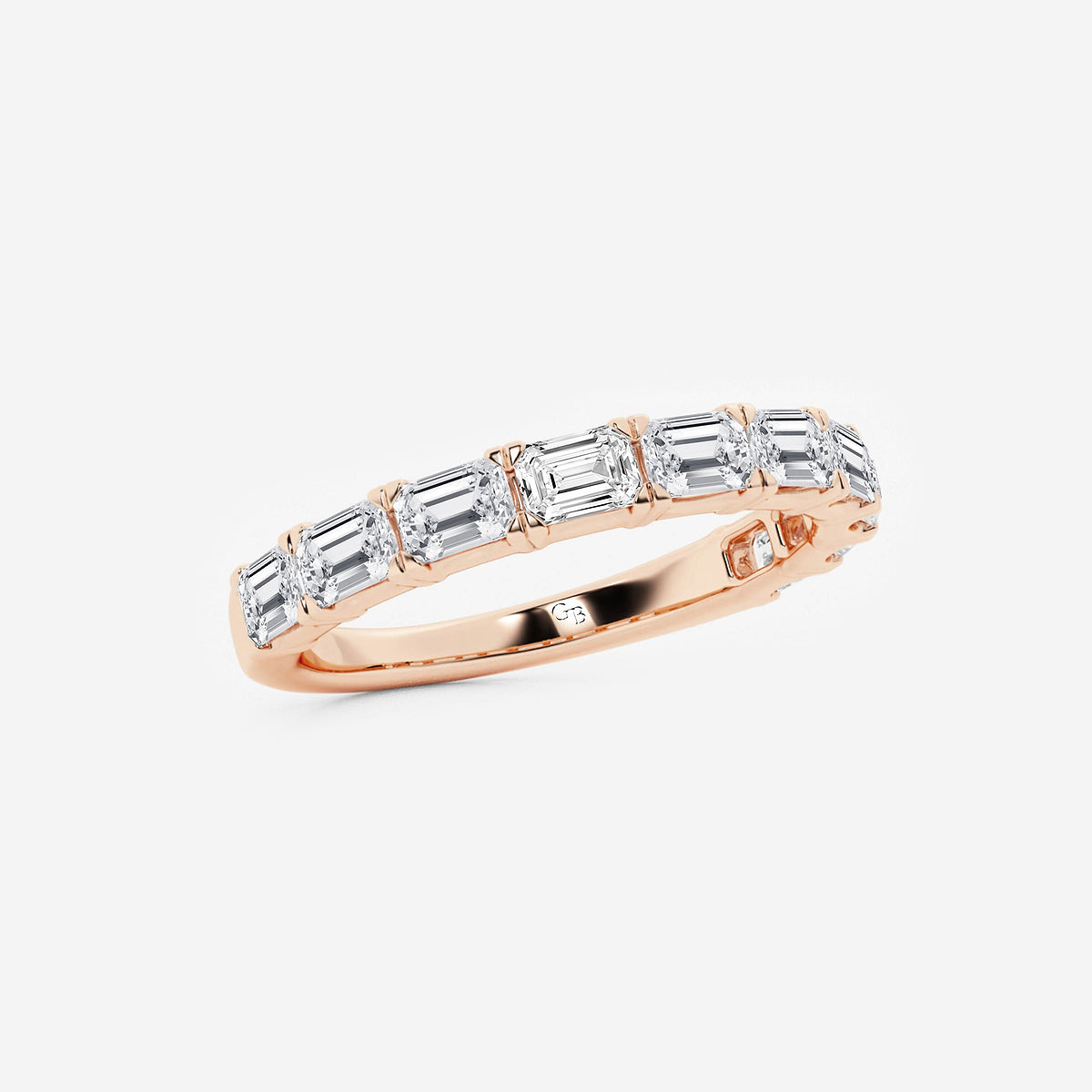 Marina 1 1/2 ctw Emerald Lab Grown Diamond East-West Wedding Band    14K Rose Gold, DE, VS1