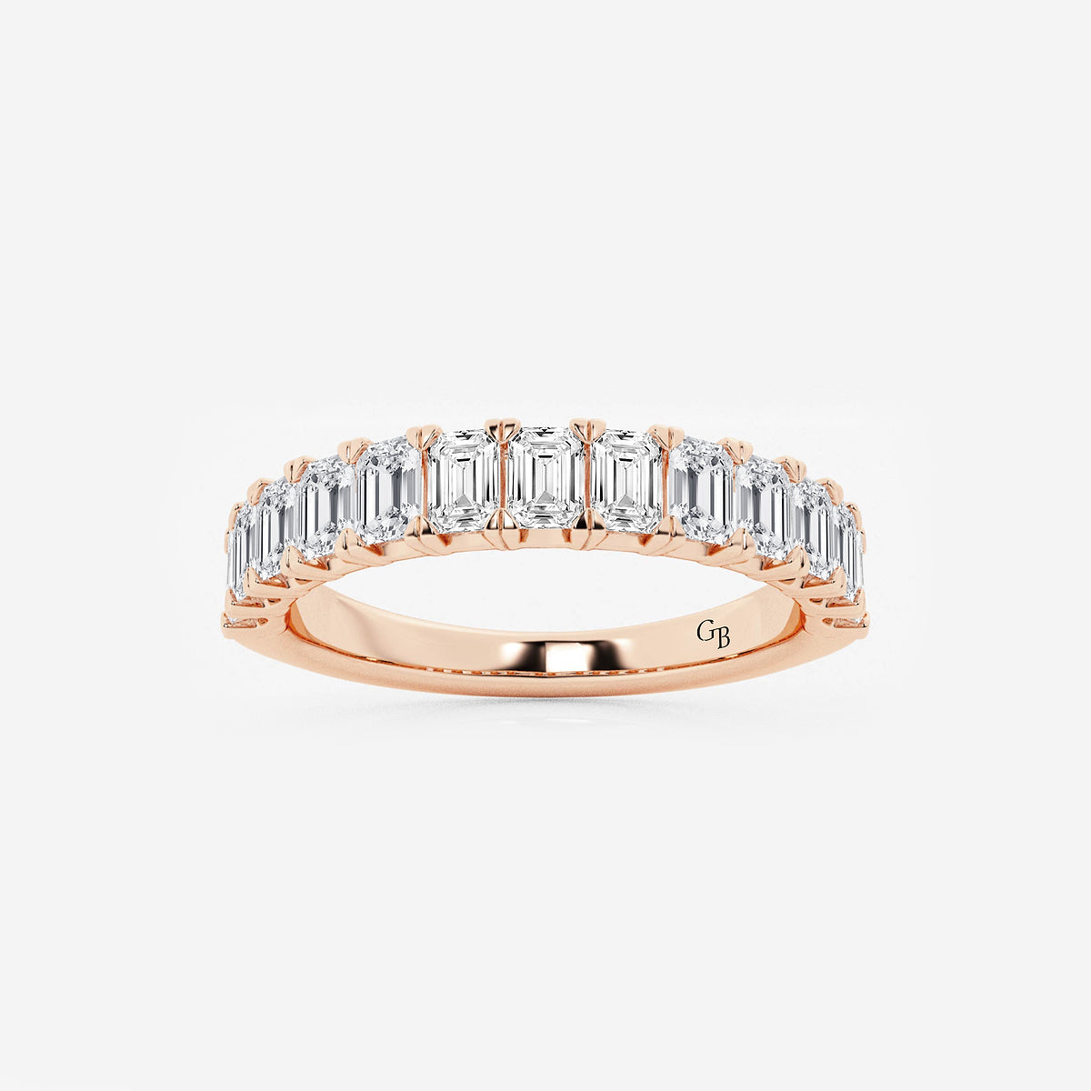 Karissa 1 1/2 ctw Emerald Lab Grown Diamond Wedding Band    14K Rose Gold, DE, VS1