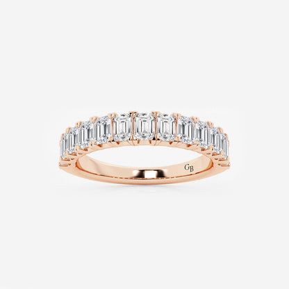 Karissa 1 1/2 ctw Emerald Lab Grown Diamond Wedding Band    14K Rose Gold, DE, VS1