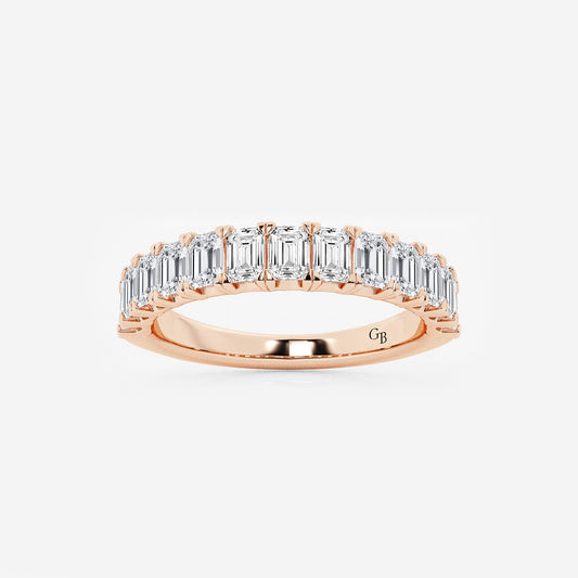 Karissa 1 1/2 ctw Emerald Lab Grown Diamond Wedding Band    14K Rose Gold, DE, VS1