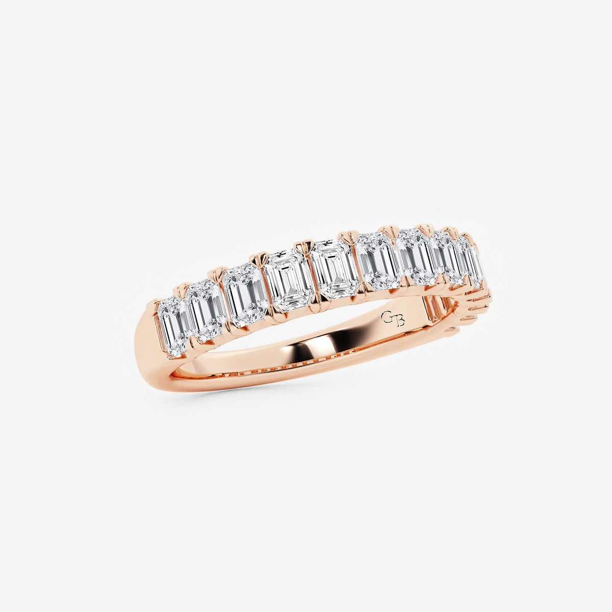 Karissa 1 1/2 ctw Emerald Lab Grown Diamond Wedding Band    14K Rose Gold, DE, VS1