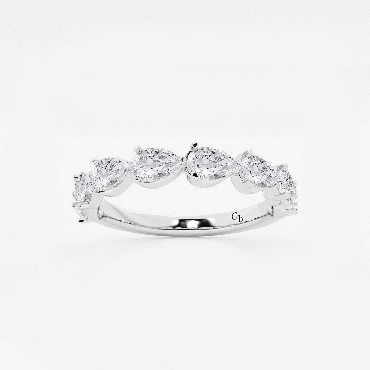 Casey 1 1/2 ctw Pear Lab Grown Diamond Floating Anniversary Band    14K White Gold, DE, VS1