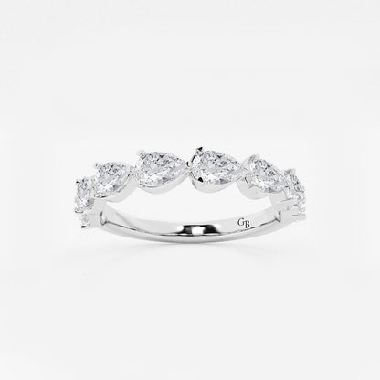 Casey 1 1/2 ctw Pear Lab Grown Diamond Floating Anniversary Band    14K White Gold, DE, VS1