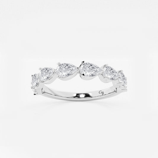Casey 1 1/2 ctw Pear Lab Grown Diamond Floating Anniversary Band    14K White Gold, DE, VS1