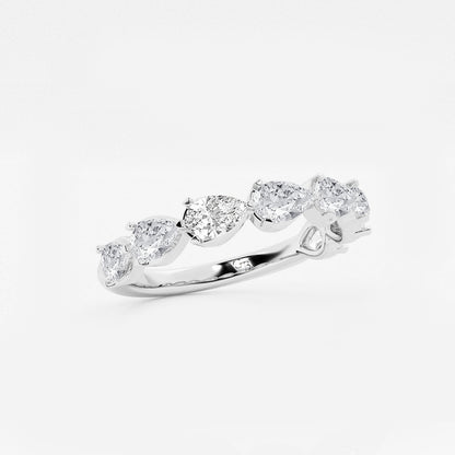 Casey 1 1/2 ctw Pear Lab Grown Diamond Floating Anniversary Band    14K White Gold, DE, VS1