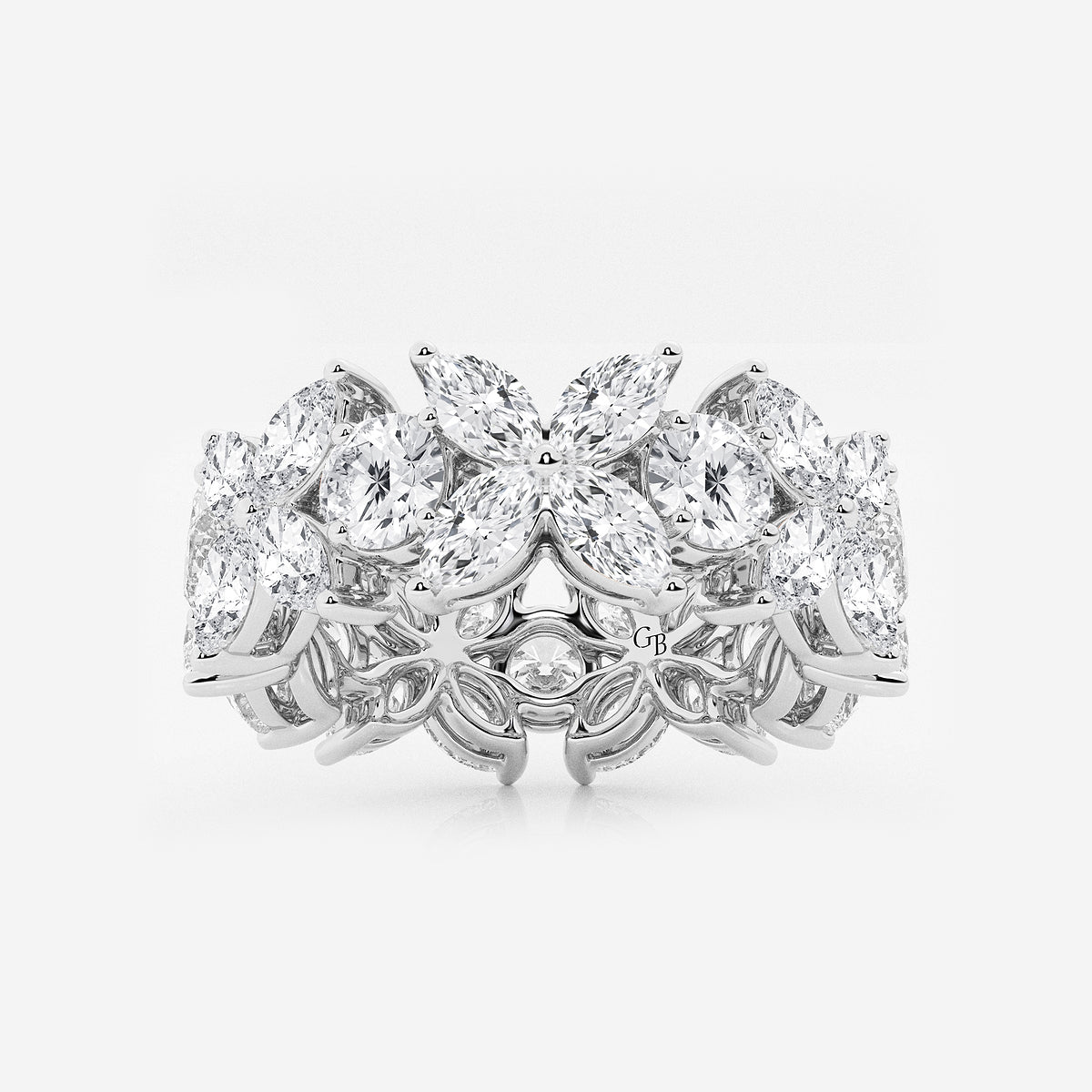 Gwyneth 5 ctw Marquise and Round Lab Grown Diamond Flower Eternity Band - 8.3mm Width    Platinum, DE, VS1