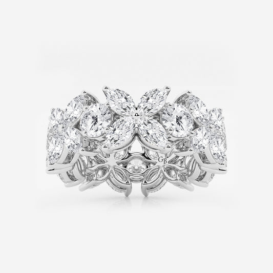 Gwyneth 5 ctw Marquise and Round Lab Grown Diamond Flower Eternity Band - 8.3mm Width    Platinum, DE, VS1